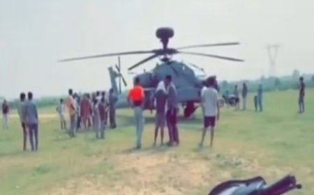 पठानकोट में अपाचे हेलीकॉप्टर की आपात लैंडिंग: नंगलपुर इलाके में उतरा, ग्रामीणों की भीड़ जुटी; देखें वीडियो