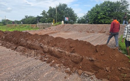 प्लाटिंग स्थल पहुंचने बनाये गये मार्ग में गड्ढा खोदकर किया गया अवरूद्ध