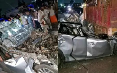 दर्दनाक हादसा : ट्रक और कार के बीच भीषण टक्कर, पांच कारोबारियों की मौत