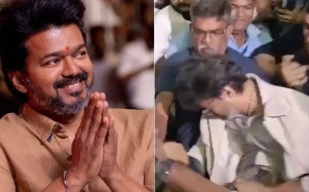 साउथ सिनेमा के सुपरस्टार थलपति विजय भीड़ में घिरे, हालात बेकाबू, भीड़ के दबाव में गिरे सुपरस्टार