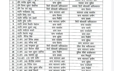 बलौदाबाजार जिले के पुलिस महकमे में एक बड़ा प्रशासनिक फेरबदल किया गया