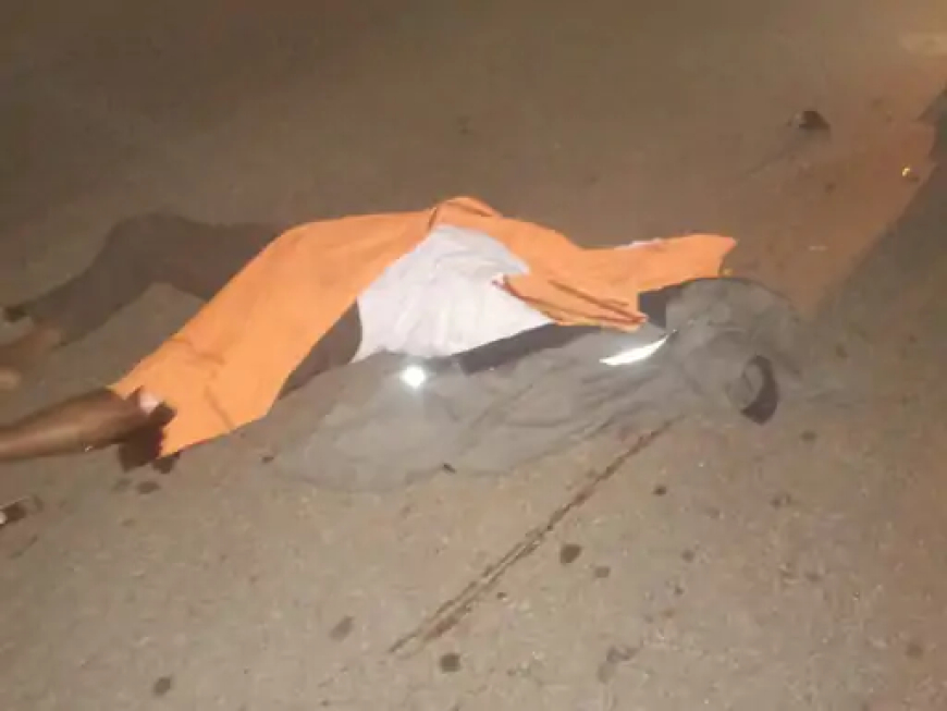 दुर्ग में रात में बाइक सवार व्यक्ति सड़क किनारे खड़ी लकड़ी की गाड़ी से टकरा गया