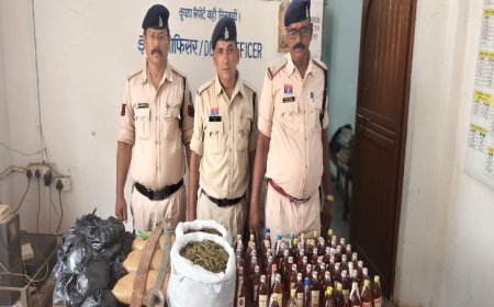 भिलाई में नशे के खिलाफ बड़ा अभियान: 12 किलो गांजा, 62 पौआ शराब और हथियार जब्त