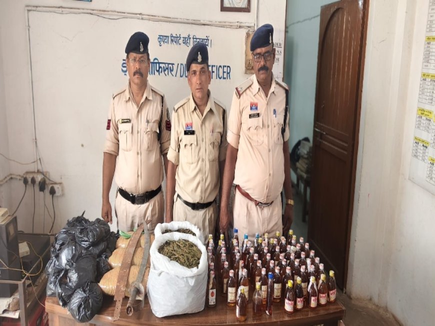 भिलाई में नशे के खिलाफ बड़ा अभियान: 12 किलो गांजा, 62 पौआ शराब और हथियार जब्त