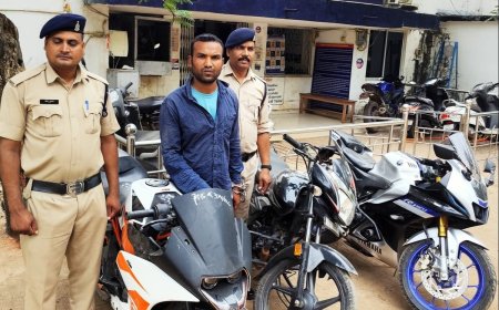 भिलाई से बाइक चुराकर रायगढ़ में छिपा था चोर: जामुल पुलिस ने दबोचा, रायपुर-बिलासपुर से भी 2 बाइक चोरी करना कबूला