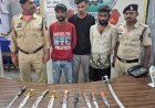 दुर्ग पुलिस की कार्रवाई: 5 आरोपी पकड़े, 10 धारदार हथियार जब्त
