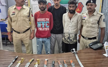 दुर्ग पुलिस की कार्रवाई: 5 आरोपी पकड़े, 10 धारदार हथियार जब्त